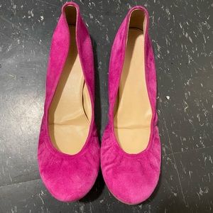 J. Crew Cece Suede Ballet Flats Round Toe Wild Berry Flats Sz 8.5
